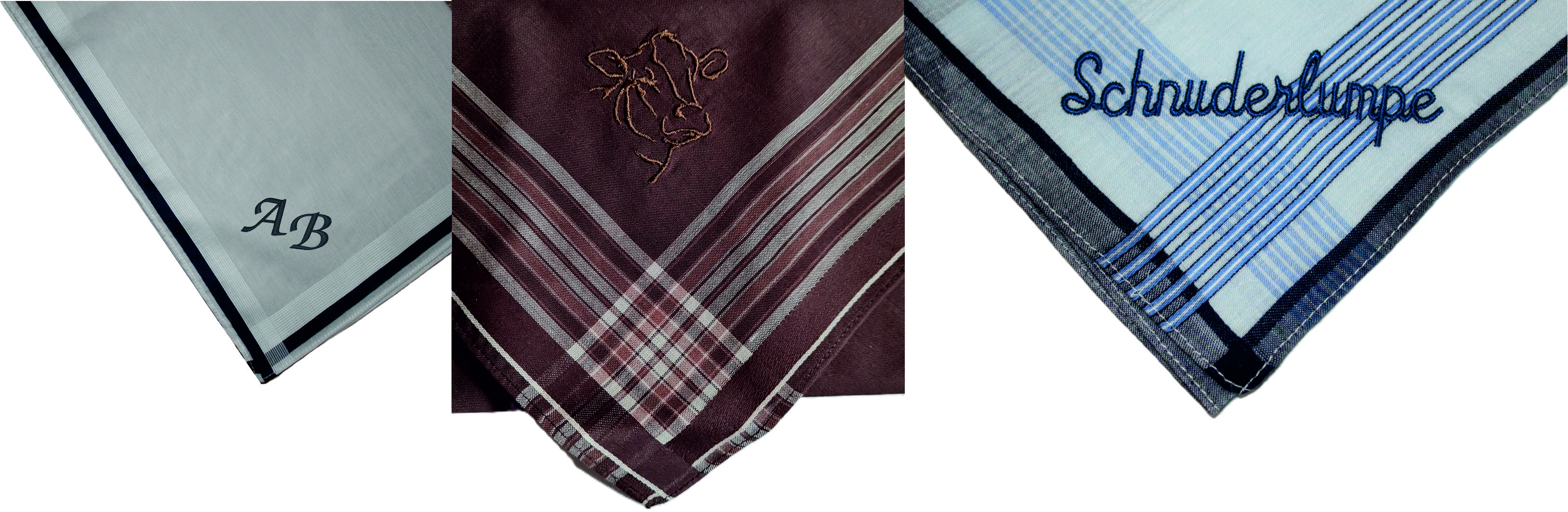 Herren Taschentücher Set 7-teilig - Bestickt Mit Initialen In Satin-Box