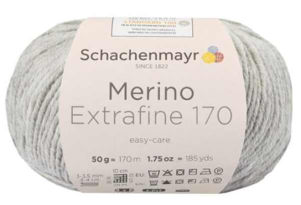 Preview: Schachenmayr Merino Extrafine 170 Strickgarn Hellgrau Meliert aus hochwertiger Merinowolle für Stricken und Häkeln