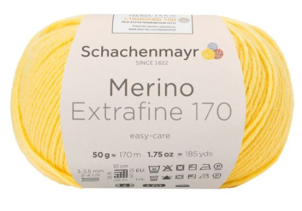Merinowolle Schachenmayr Merino Extrafine 170 in Sonnengelb für Strick- und Häkelarbeiten