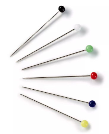 Stecknadeln mit bunten Glasköpfen 30 mm für präzises Fixieren von Stoffen beim Nähen